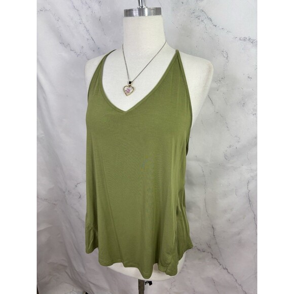 Lululemon Modal Silk Yoga Tank Top Sage Green Womens M/L Gym T Back Back Slit - Picture 4 of 10